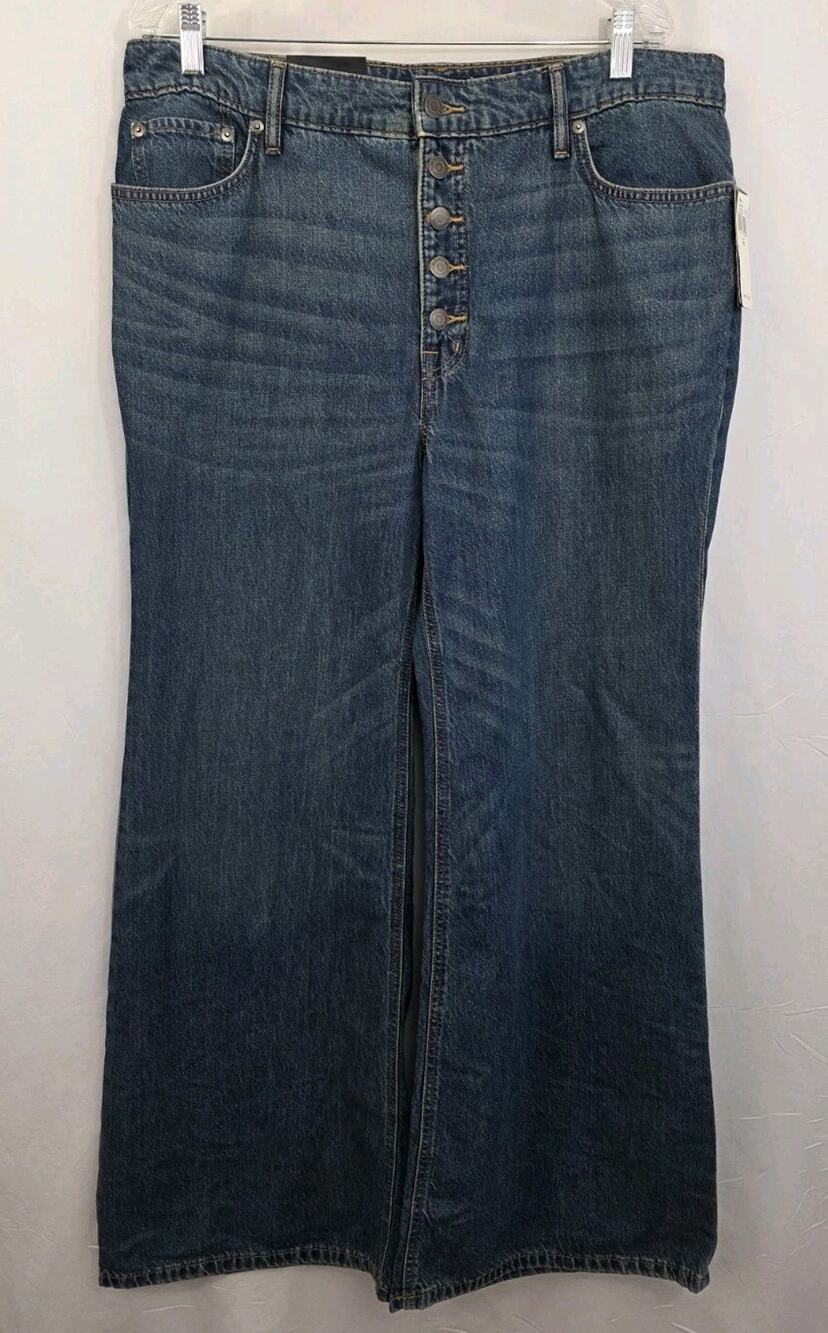 NWT Lauren Ralph Lauren High-Rise Flare Jeans Size 16 Non-Stretch Dsk Indigo